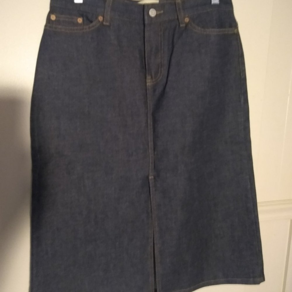 Vintage Vented Jean Midi Skirt